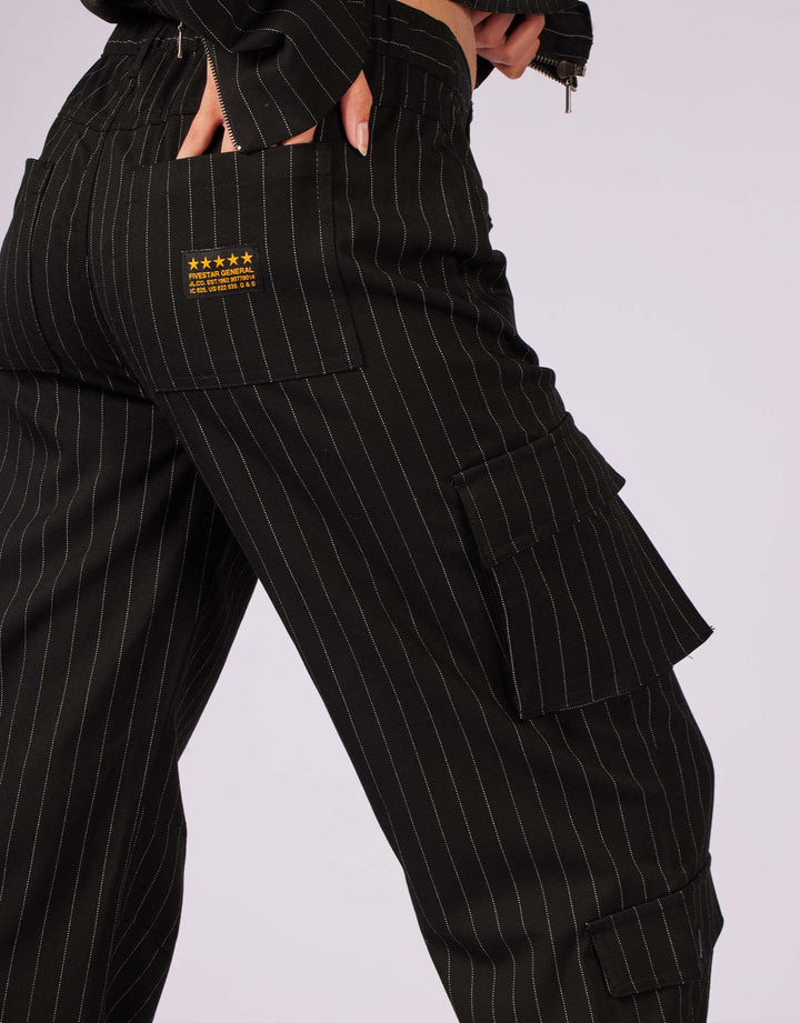 LOW RISE WIDE LEG DOUBLE CARGO PANT (Black) – Five Star General Pants