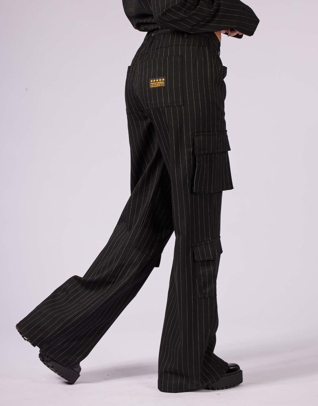 LOW RISE WIDE LEG DOUBLE CARGO PANT (Black) – Five Star General Pants